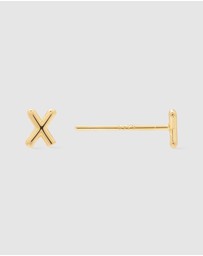Wanderlust + Co - Alphabet Bubble Gold Stud Earrings - Letter X