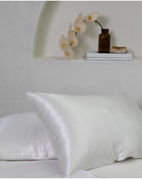 Shhh Silk - Mulberry Silk Beauty Pillowcase - Off White - Queen