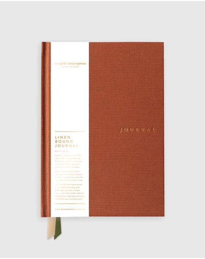 Bespoke Letterpress - Linen Bound Journal - Burnt Clay (Blank Journal)