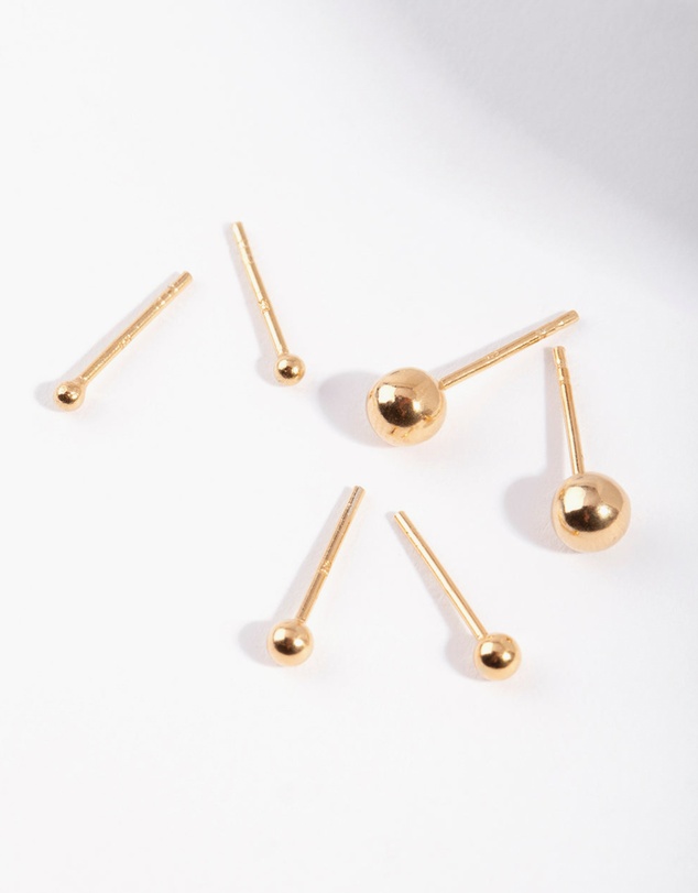 Lovisa - Gold Plated Sterling Silver Ball Earring Pack