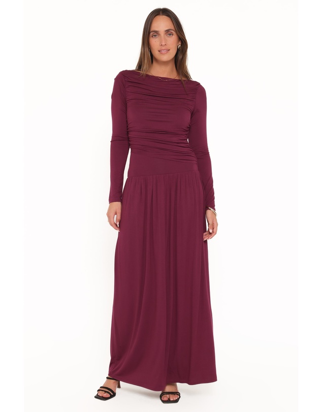 Petal & Pup - Shirley Long Sleeve Maxi Dress - Burgundy