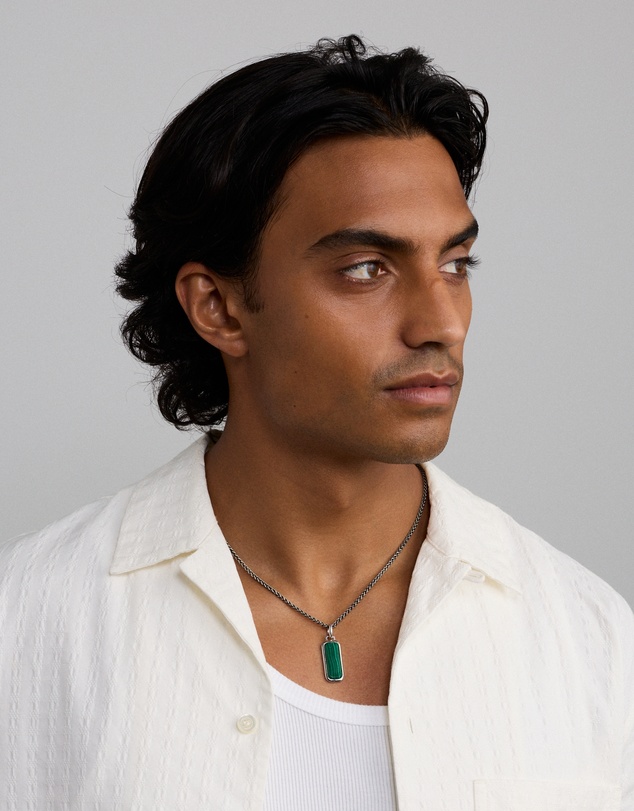 Michael Hill - Malachite Oblong Pendant in Sterling Silver