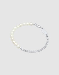 Kuzzoi - ICONIC EXCLUSIVE - Bracelet Men Trend Solid with shell core pearls in 925 sterling silver