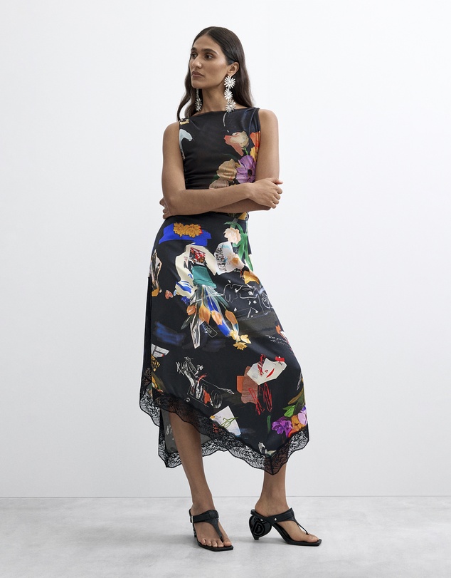 Desigual - Midi skirt collage
