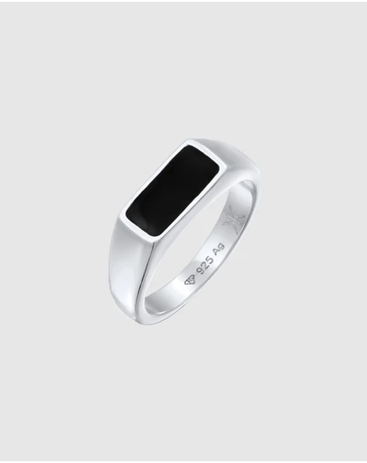 Kuzzoi - ICONIC EXCLUSIVE - Enamel Signet Ring in 925 Sterling Silver