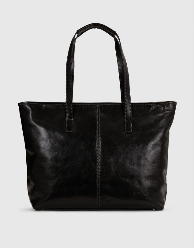 Florence - The Beatrice Black Leather Tote Work Bag