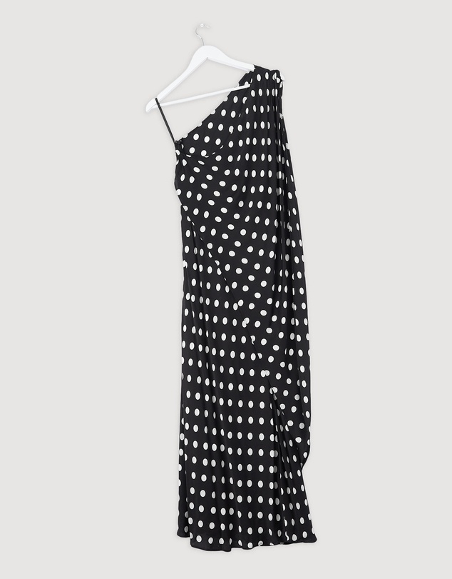 Revibe - Repaired BY JOHNNY. Dove Drape Polka Ankle Dress - AU 6
