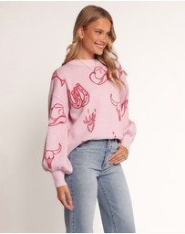 Petal & Pup - Jax Western Knit Sweater - Pink
