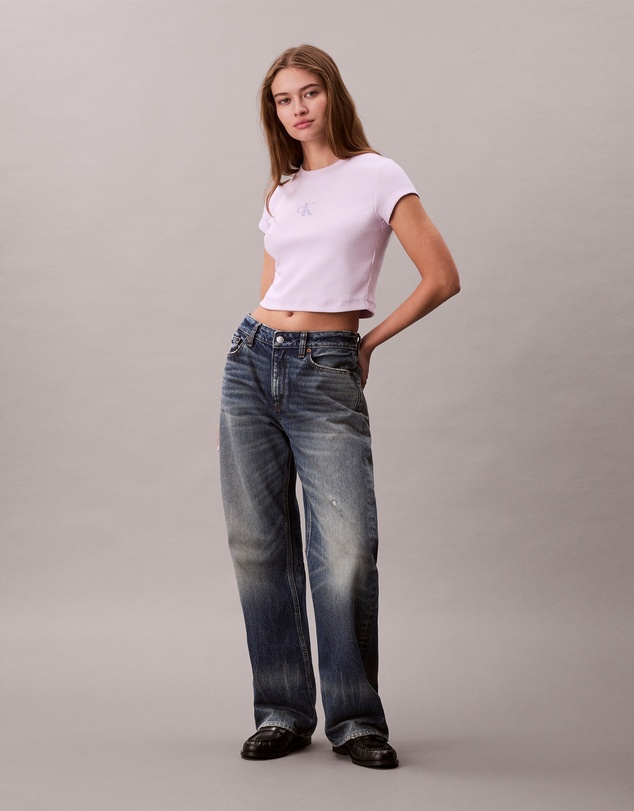 Calvin Klein Jeans - Monogram Logo Ribbed Baby Tee