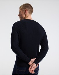 Calibre - Slim Merino Wool Rib Sweater Navy