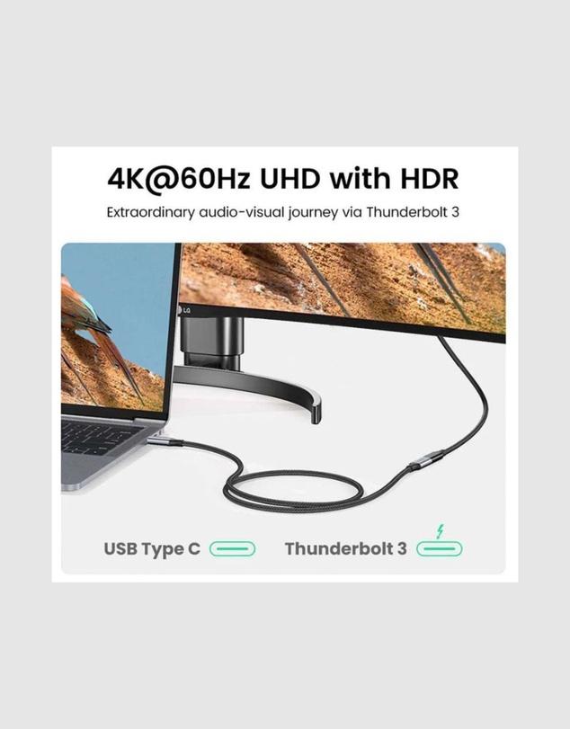 Ugreen - UGREEN USB-C 3.1 Extension Cable 1m Dark Gray Durable Nylon Braided for Data Transfer Charging