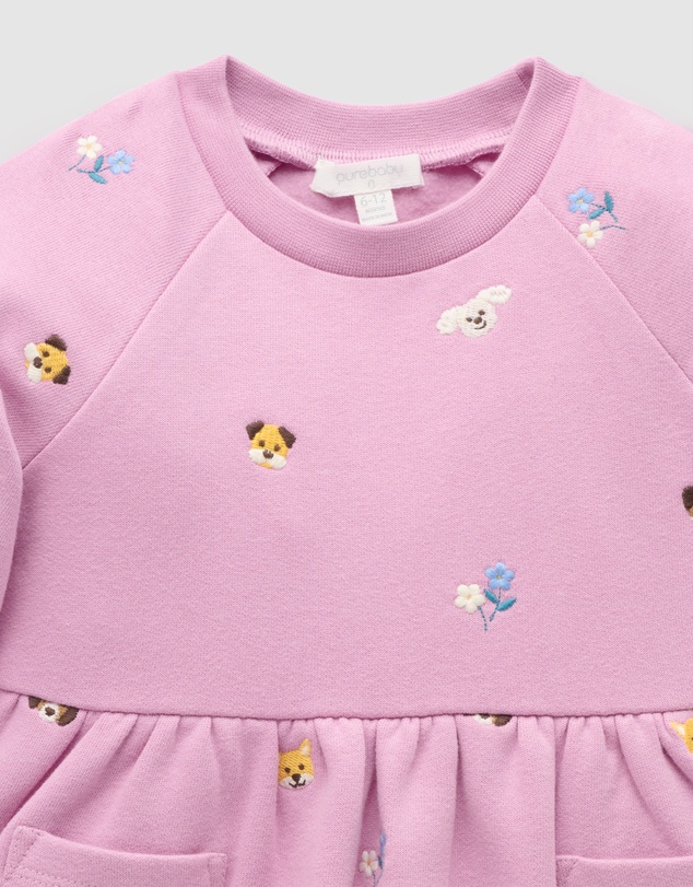 Purebaby - Puppy Embroidered Dress-Kids-Babies