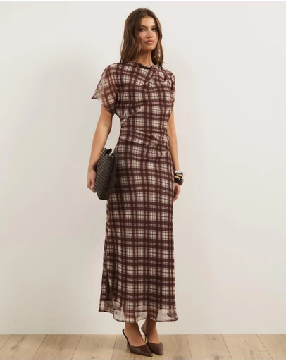 Atmos&Here - Kim Asymmetric Short Sleeve Midi Dress