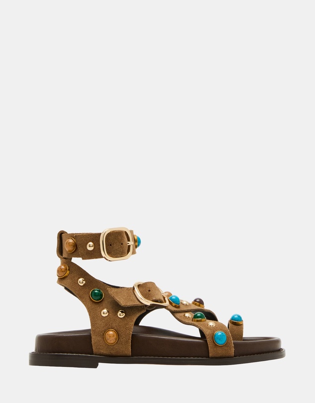 Steve Madden - Linear Taupe Suede Sandals