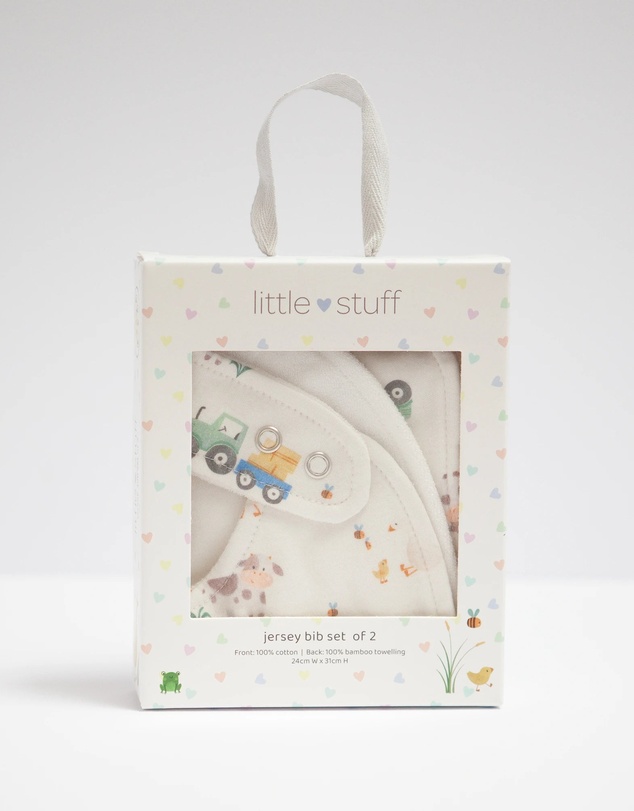 Little Stuff - Farm Friends Jersey Bibs Set Of 2
