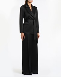 Carla Zampatti - Black Satin Acetate Deep Pleat Pant