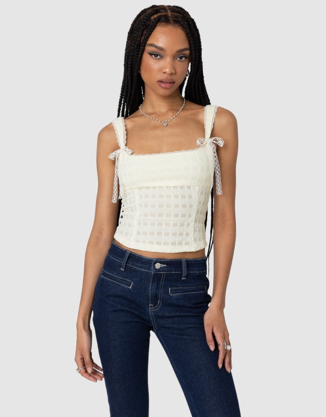 EDIKTED - Textured Bustier Top