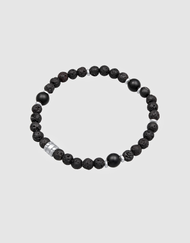 Kuzzoi - ICONIC EXCLUSIVE - Lava and Onyx Bead Bracelet with Oxidised Silver Elements