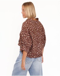 Petal & Pup - Ashe Cropped Button Up Top - Brown Floral