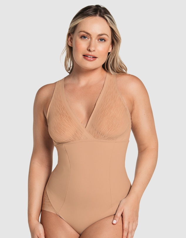 Leonisa - Sheer Stripe Detail Wirefree Sculpting Bodysuit