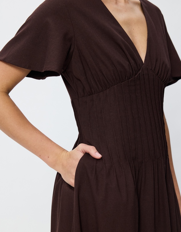 Tussah - Maysen Linen Blend Pintuck Midi Dress
