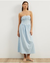Atmos&Here - Laura Strapless Linen Blend Midi Dress