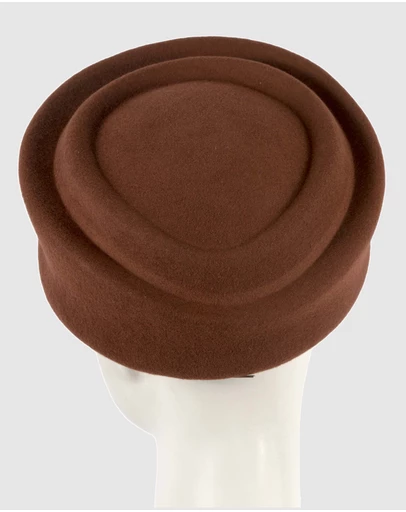 Max Alexander - Felt Coffee Pillbox Hat