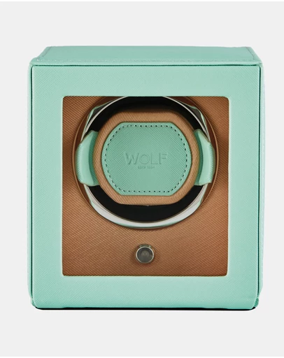Wolf - WOLF Cub Seltzer Single Watch Winder with Cover Mint/Peach