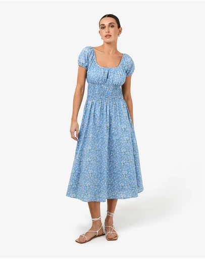 Forcast - Alisa Shirred Midi Dress