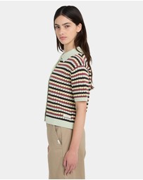 Element - Womens Crochet Stripes Polo Shirt