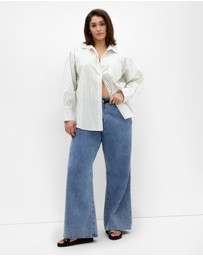 City Chic - Chiara Stripe Cotton Longline Shirt