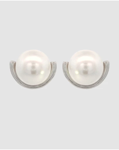Georgini - Georgini Adagio Crescent Nine-2-Five Pearl Crescent Earrings Silver