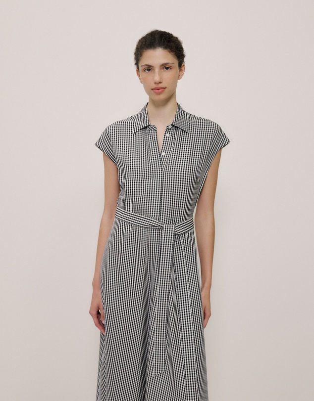 Trenery - Gingham Belted Dress in Black