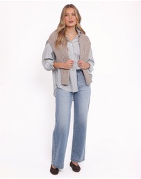 Petal & Pup - Edna Shirt - Charcoal Stripe