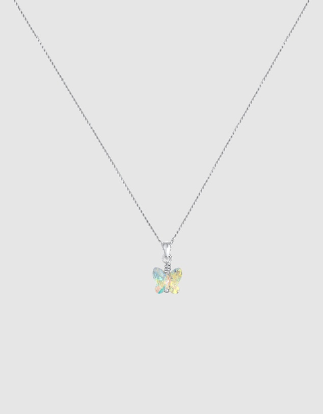 Elli Jewelry - Butterfly Crystal Kids Necklace in 925 Silver