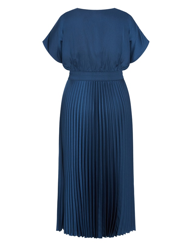 City Chic - Plus size Elia Pleat Dress - petrol
