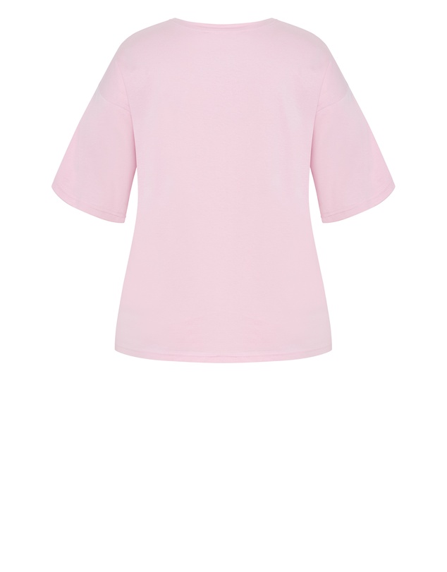 City Chic - Plus size Laid Back Amore Tee - pink