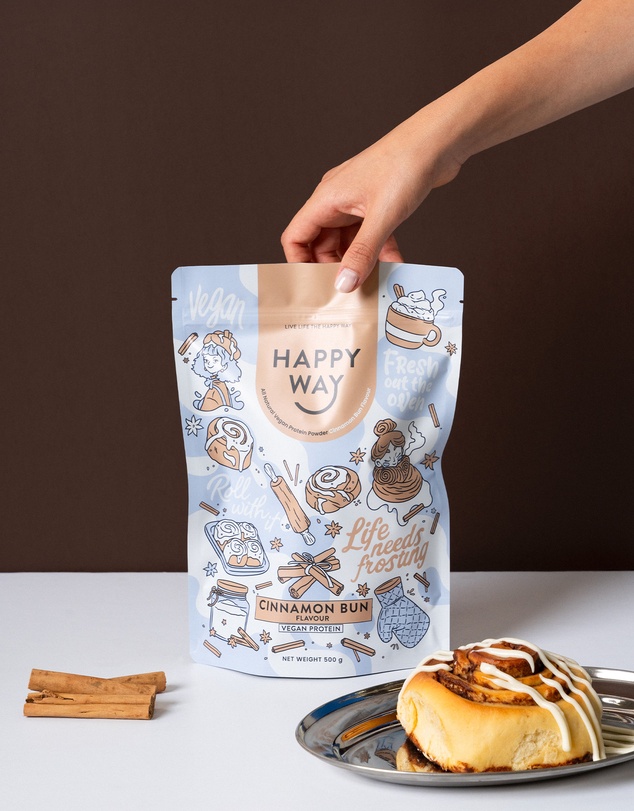 Happy Way - Cinnamon Bun Vegan Protein Powder