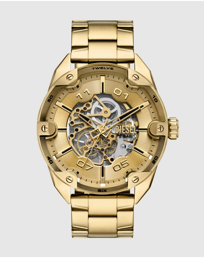 Diesel - Spiked Automatic Gold Tone Analogue Watch