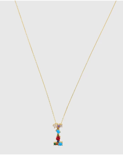 Izoa - Alphabet Letter Semi Precious Stone I Necklace
