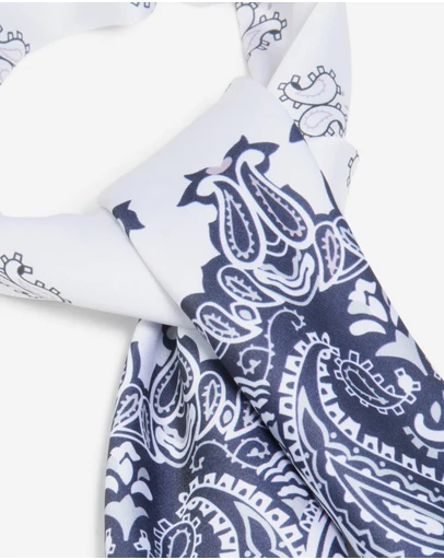 Lovisa - White & Blue Deco Paisley Fabric Scarf