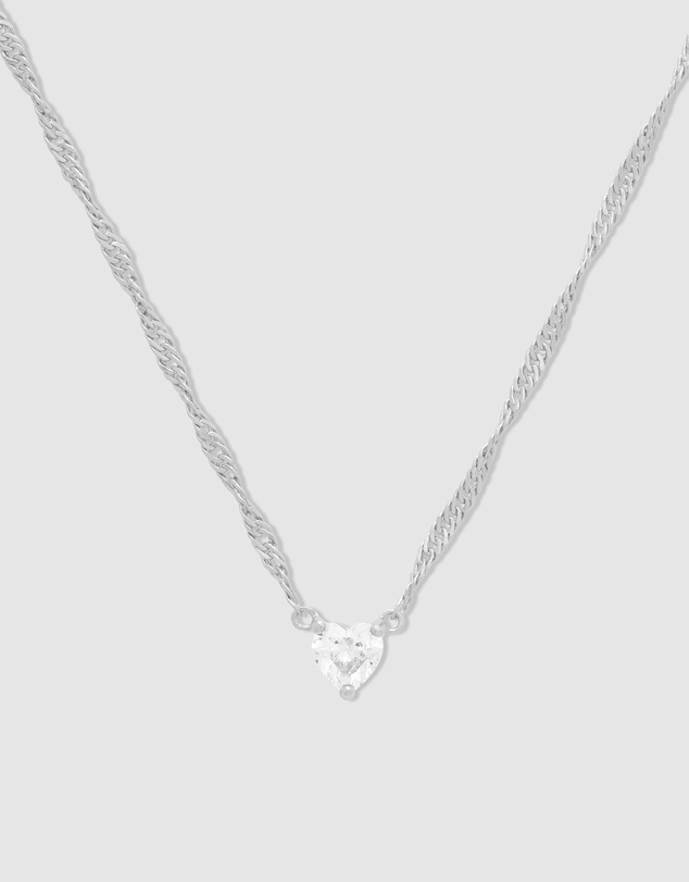 Wanderlust + Co - Heart Silver Necklace