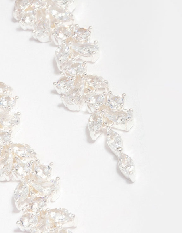 Lovisa - Silver Plated Cubic Zirconia Dainty Vine Drop Earrings