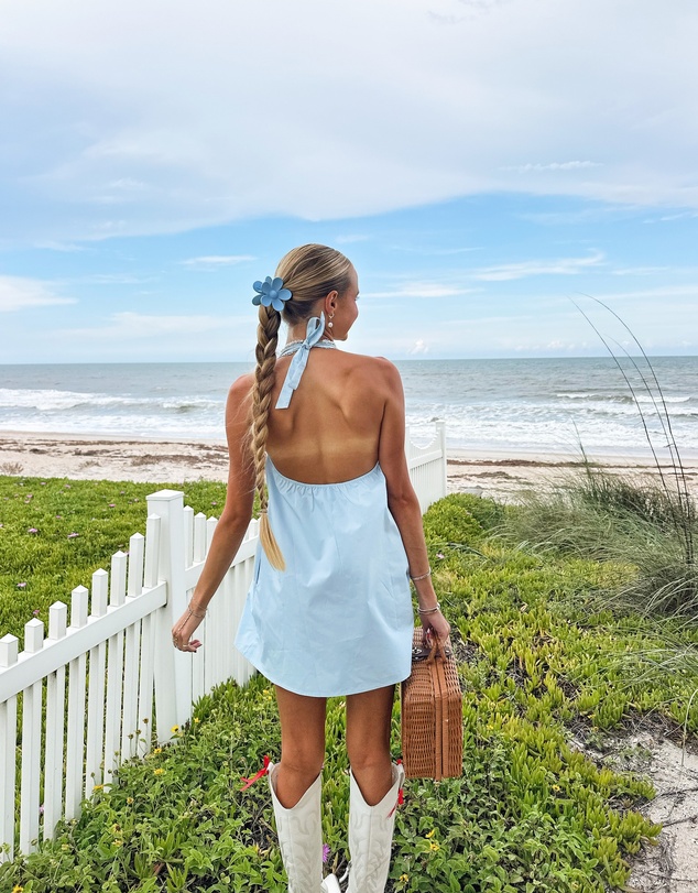 Beginning Boutique - Jemima Blue Halter Neck Mini Dress