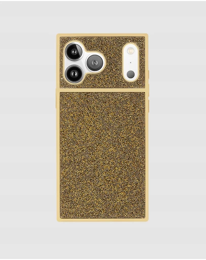 Flaunt - Flaunt Square Elegance Gold Crystal MagSafe Case for iPhone 18 Pro / 17 Pro