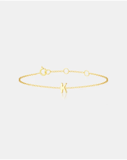 The Silver Collective - Children's A-Z Letter Bracelet - K