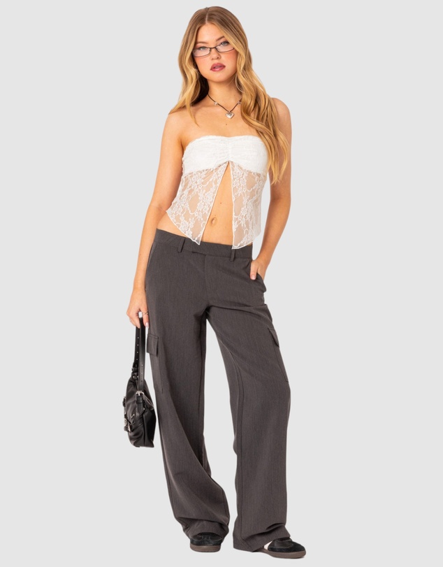 EDIKTED - Twilight Sheer Lace split front top