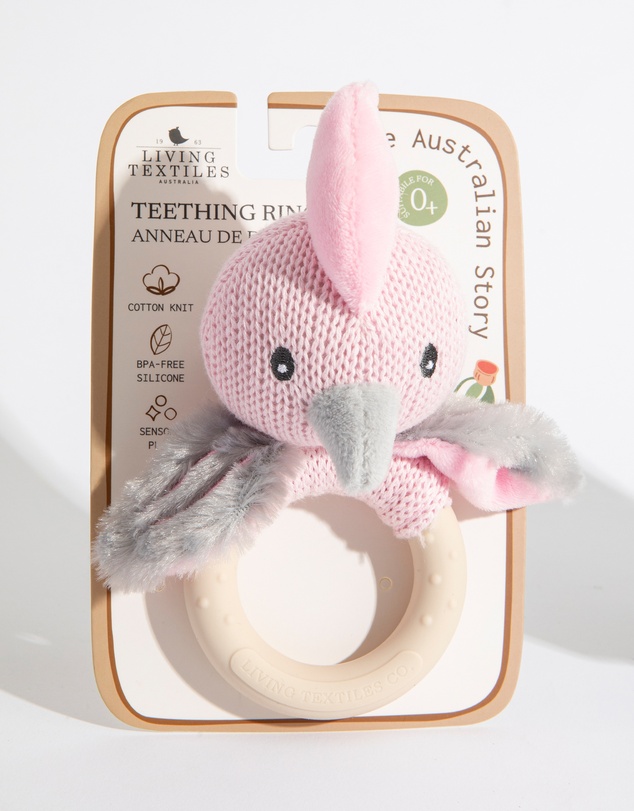 Living Textiles - Ring Rattle - Galah