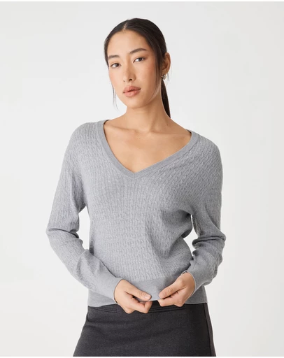 Forcast - Carla V-Neck Cable Knit