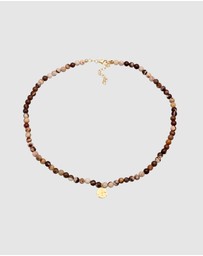 Elli Jewelry - Necklace Pearl Platelet Boho with Jasper Gemstones in 925 Sterling Silver Gold Plated